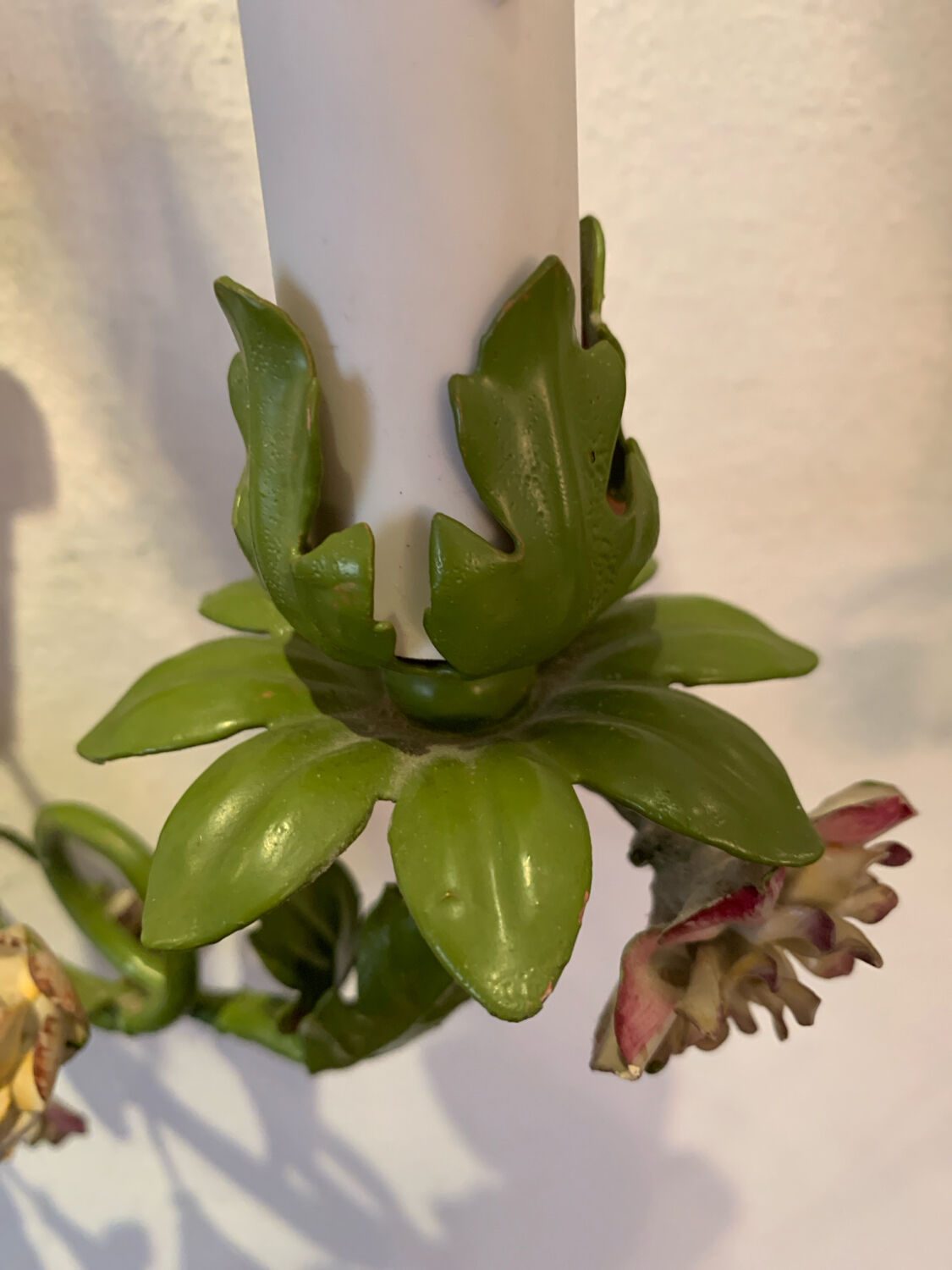 Pair of porcelain flower wall lights