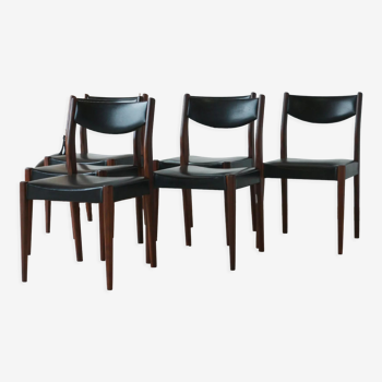 Series of 6 chairs in skaï and teak