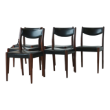 Series of 6 chairs in skai and teak