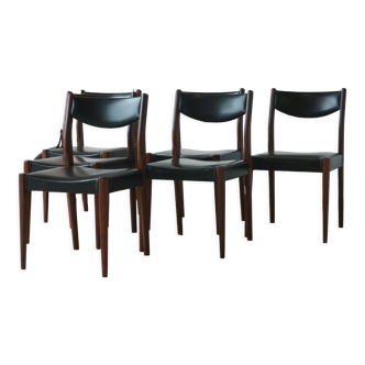 Series of 6 chairs in skai and teak