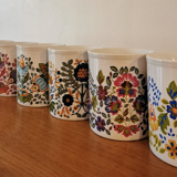 6 cups service, vintage mugs from the 70s, Staffordshire Kiln Craft