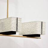 Vintage modernist chandelier in gilded brass – 1970s design