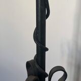 Lampadaire fer forgé ancien double éclairage avec hauteur réglable motif serpent et végétal
