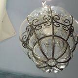 Vintage blown glass lantern suspension in Venetian style, evoking the