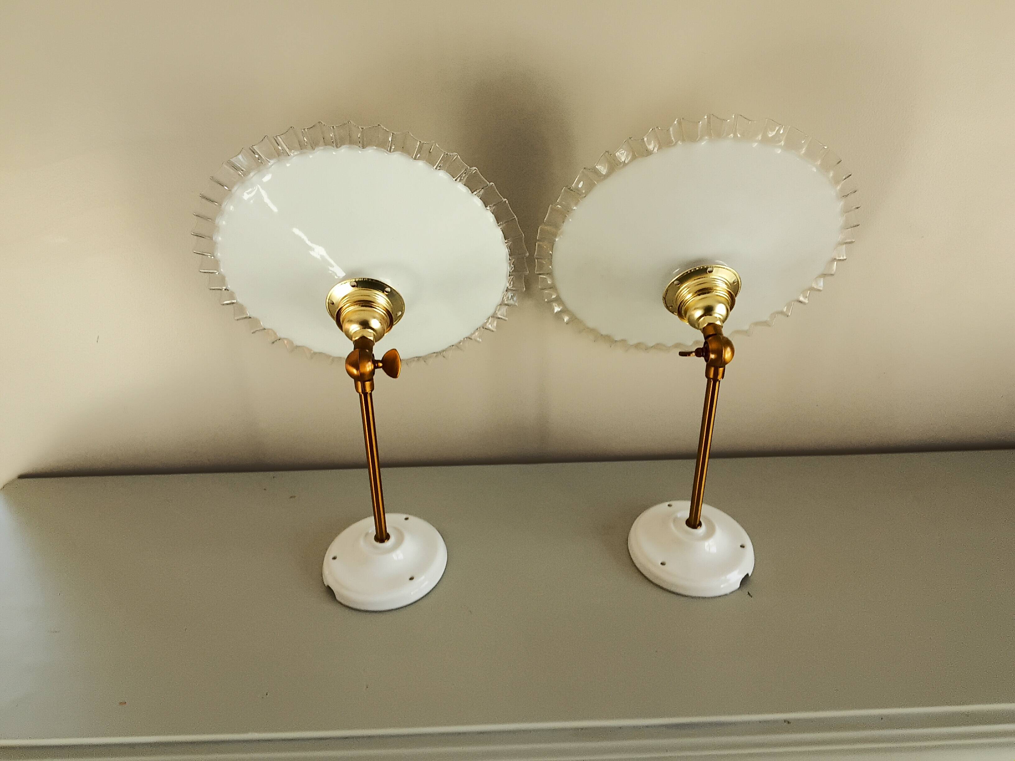 Pair of vintage opaline wall sconces