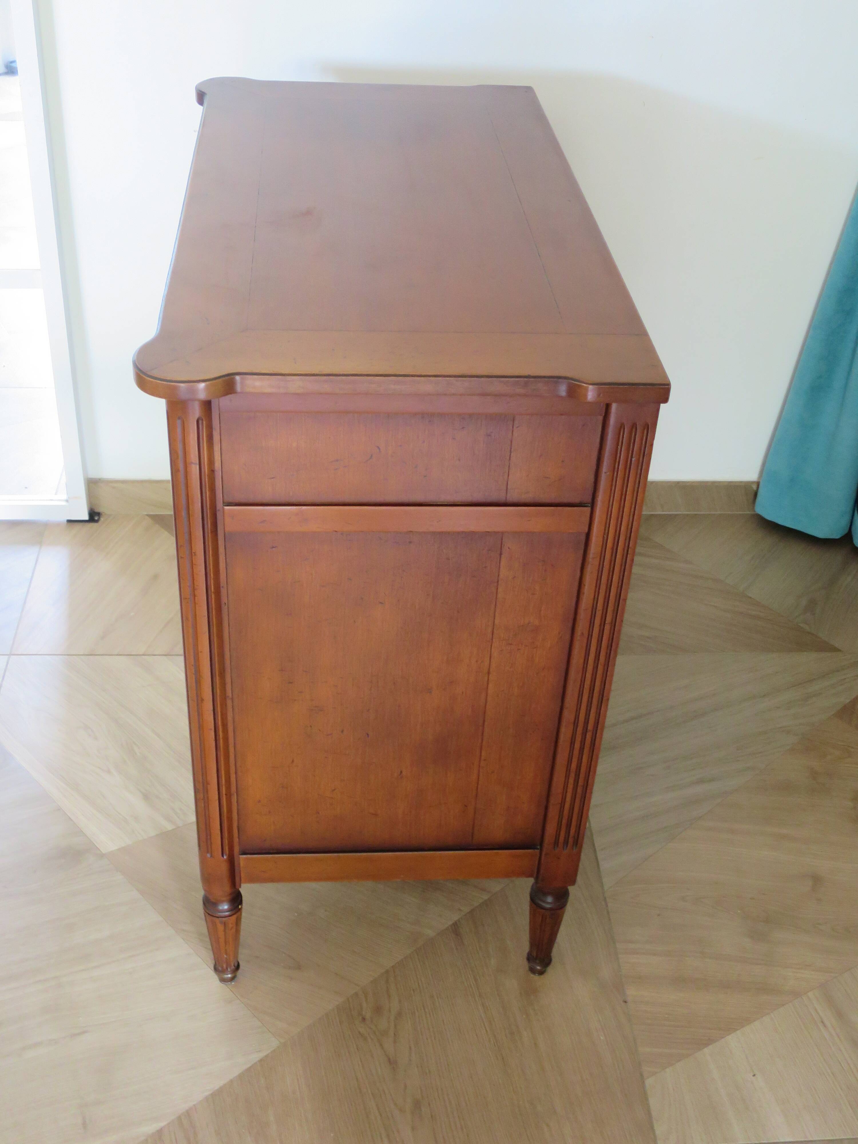 Louis XVI-style sideboard - 1 drawer - fluted legs - mahogany - solid wood