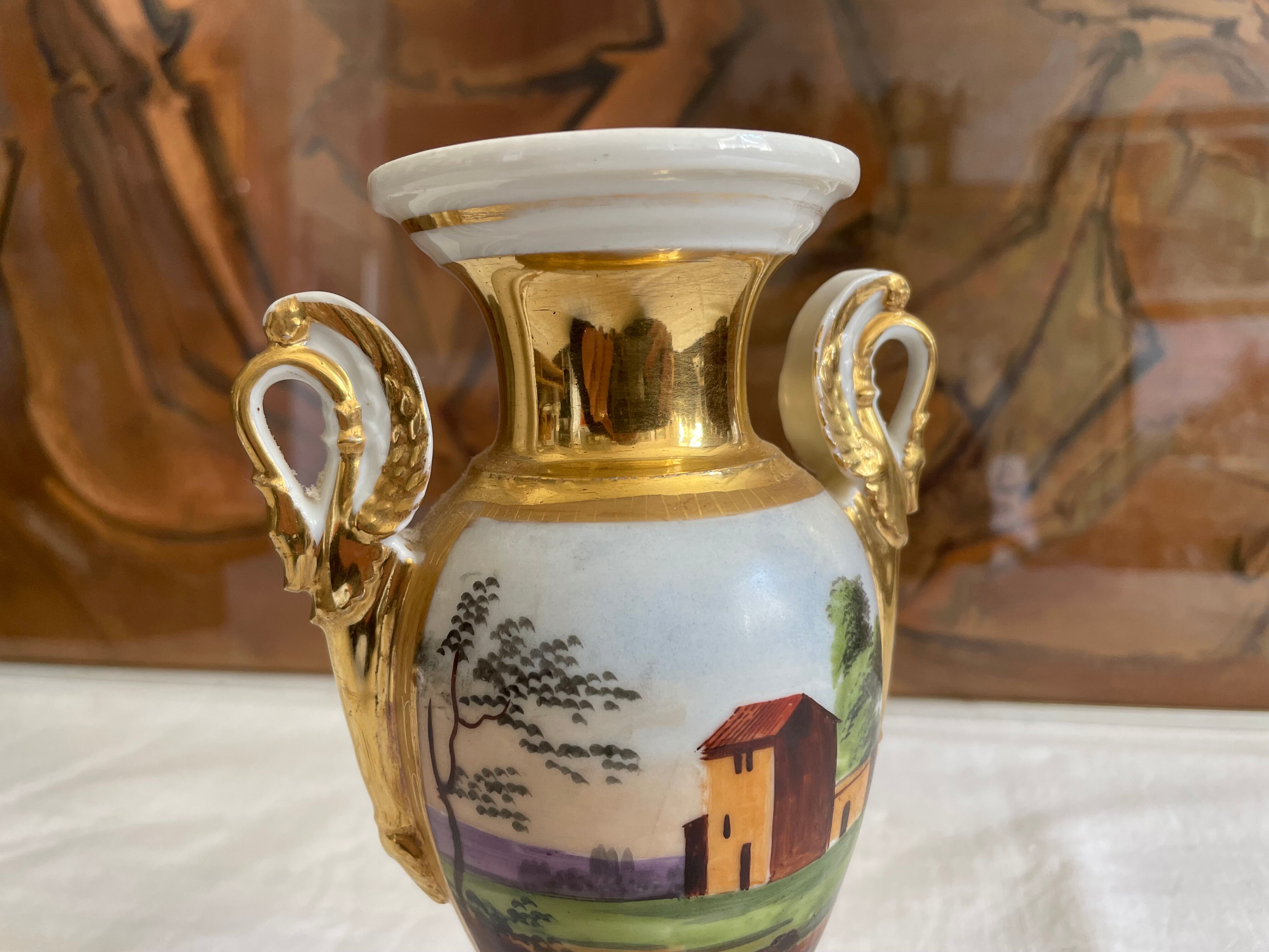Napoleon III Hand-Painted Porcelain Vase of Paris Porcelain