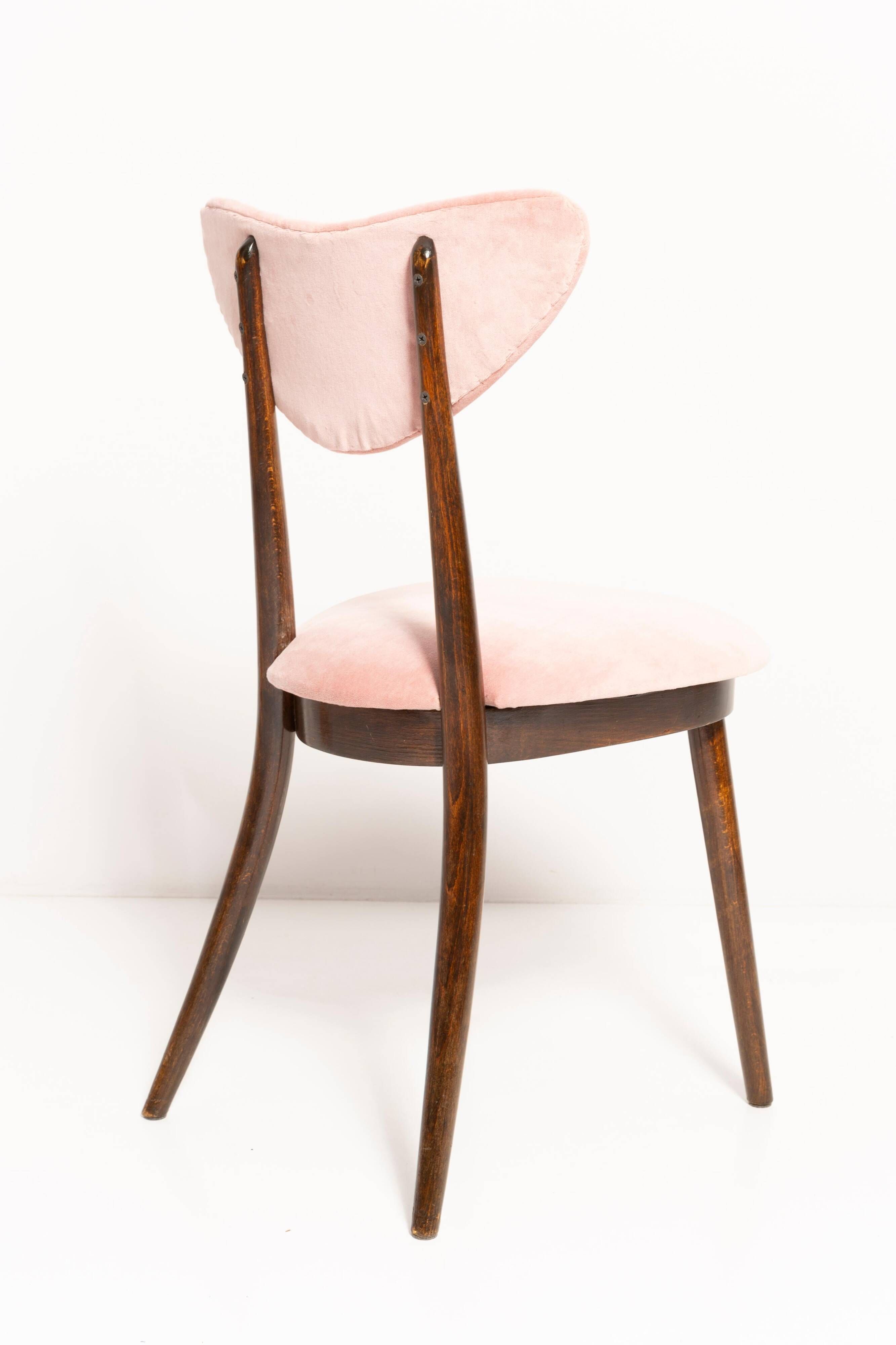 Pink Heart Mid-Century Cotton Velvet Chair, Europe, 1960s