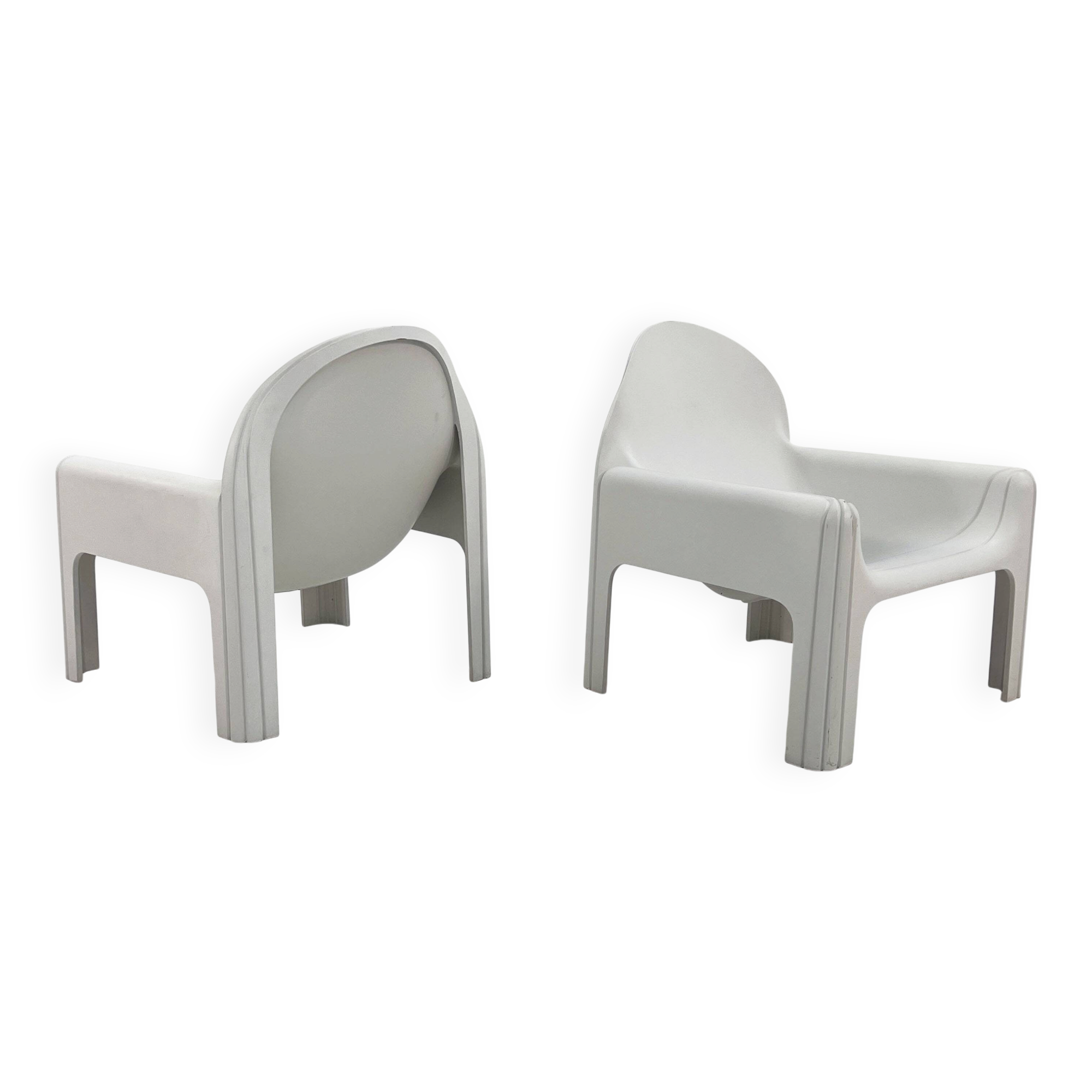Pair of White Armchairs Model 4894 by Gae Aulenti for Kartell, 1970