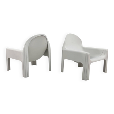 Paire de Fauteuils Blancs Modèle 4894 par Gae Aulenti pour Kartell, 1970