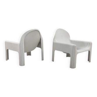 Pair of White Armchairs Model 4894 by Gae Aulenti for Kartell, 1970