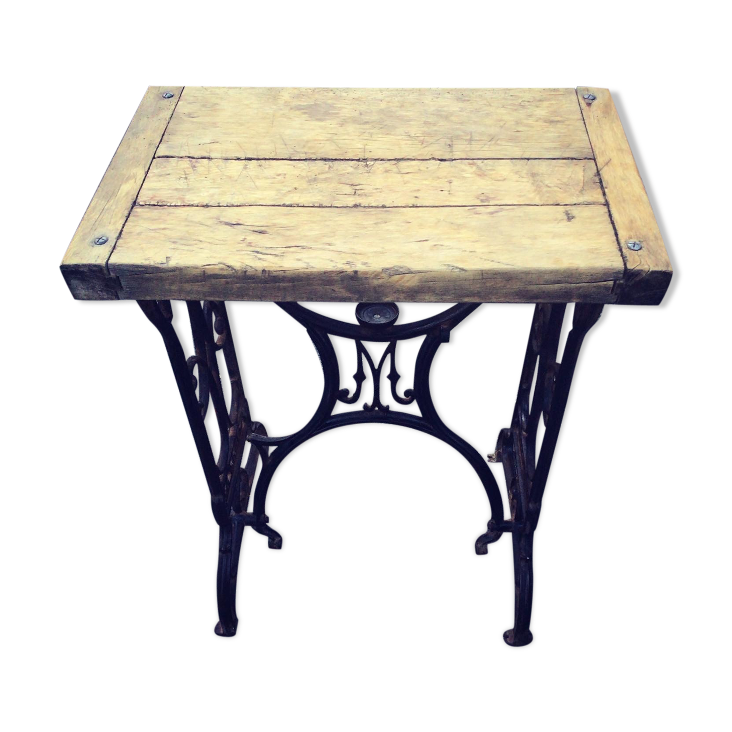 Established solid wood and cast iron console
