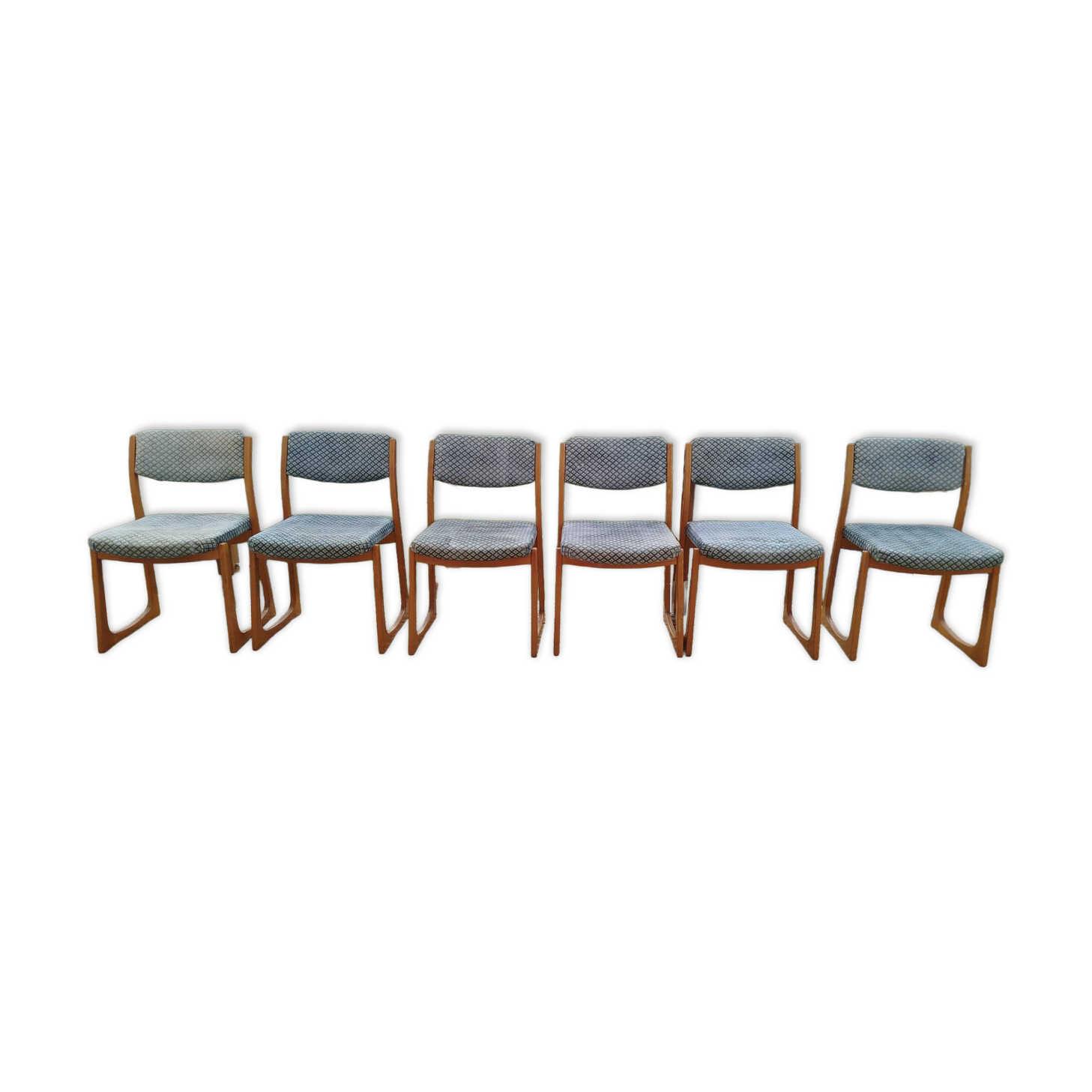 Ensemble de 6 chaises traineau, années 70