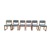 Ensemble de 6 chaises traineau, années 70