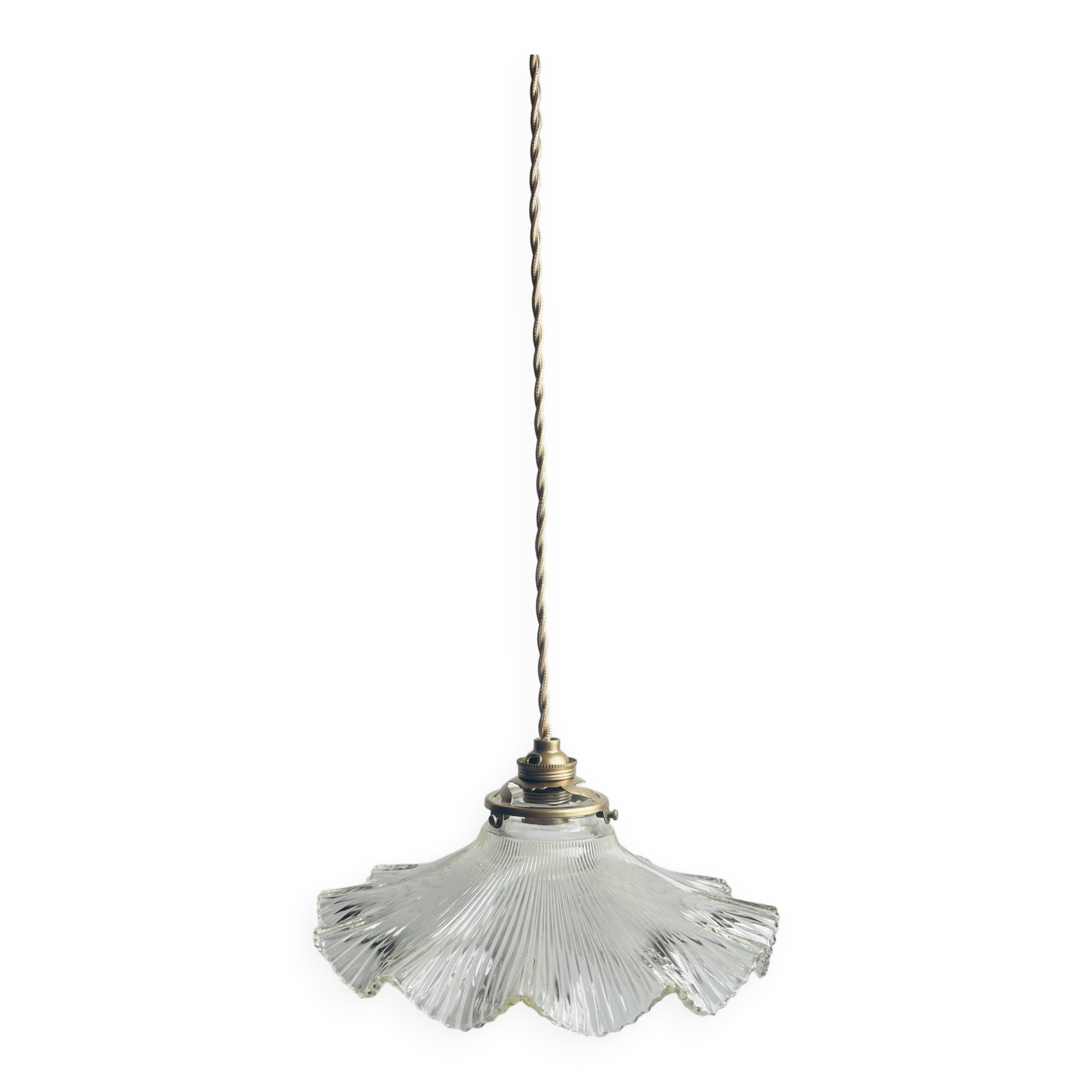 Suspension en verre strié années 50