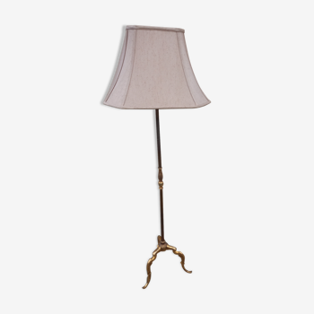 Floor lamp gilded bronze base lampshade fabrics