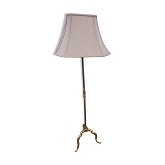 Floor lamp gilded bronze base lampshade fabrics