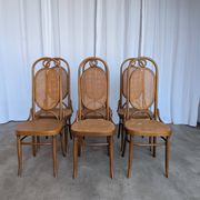 Set of 6 Mid-century Bentwood Cane Dining Chair, Thonet Style, 1970s Yugosl