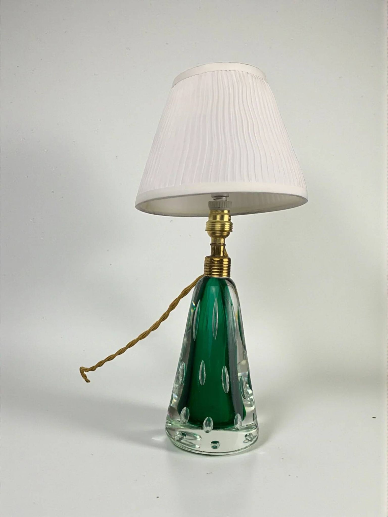 Midcentury Pietro Toso table lamp, green and bubble Sommerso Murano, Italy