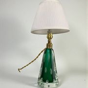 Midcentury Pietro Toso table lamp, green and bubble Sommerso Murano, Italy