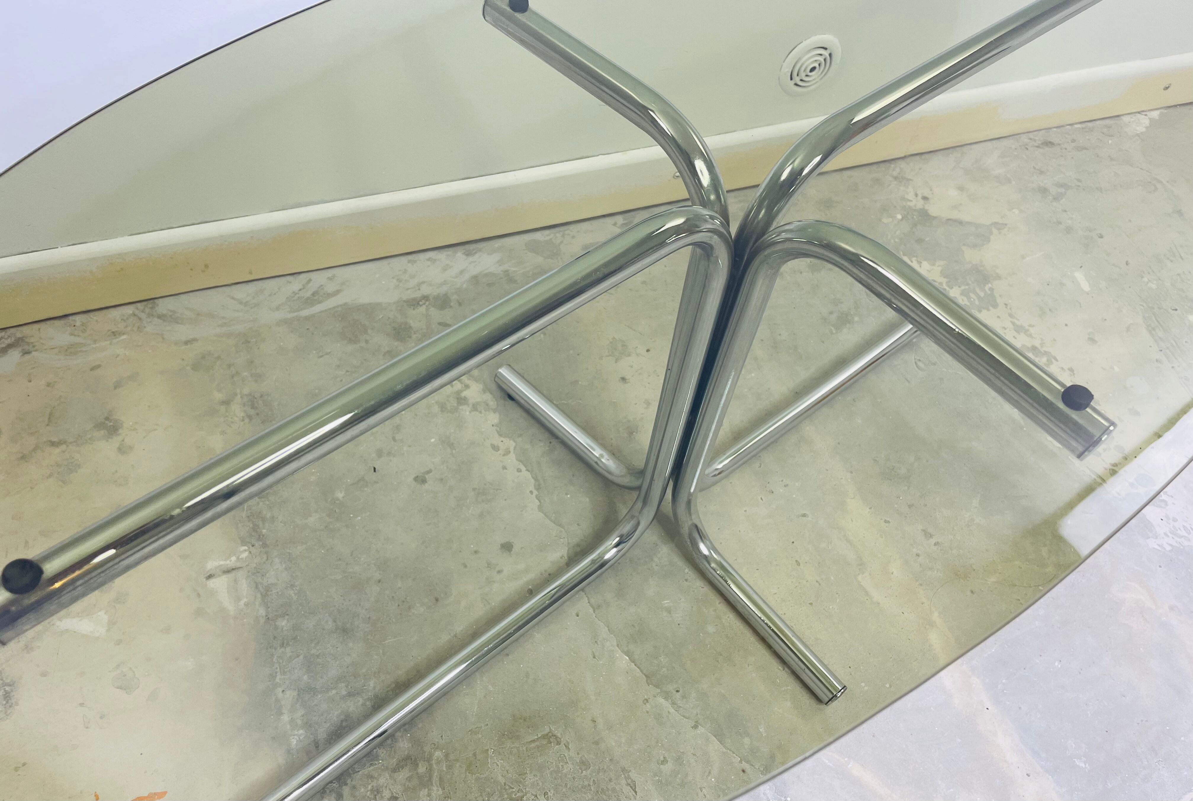 Vintage seventies coffee table in glass and stainless steel