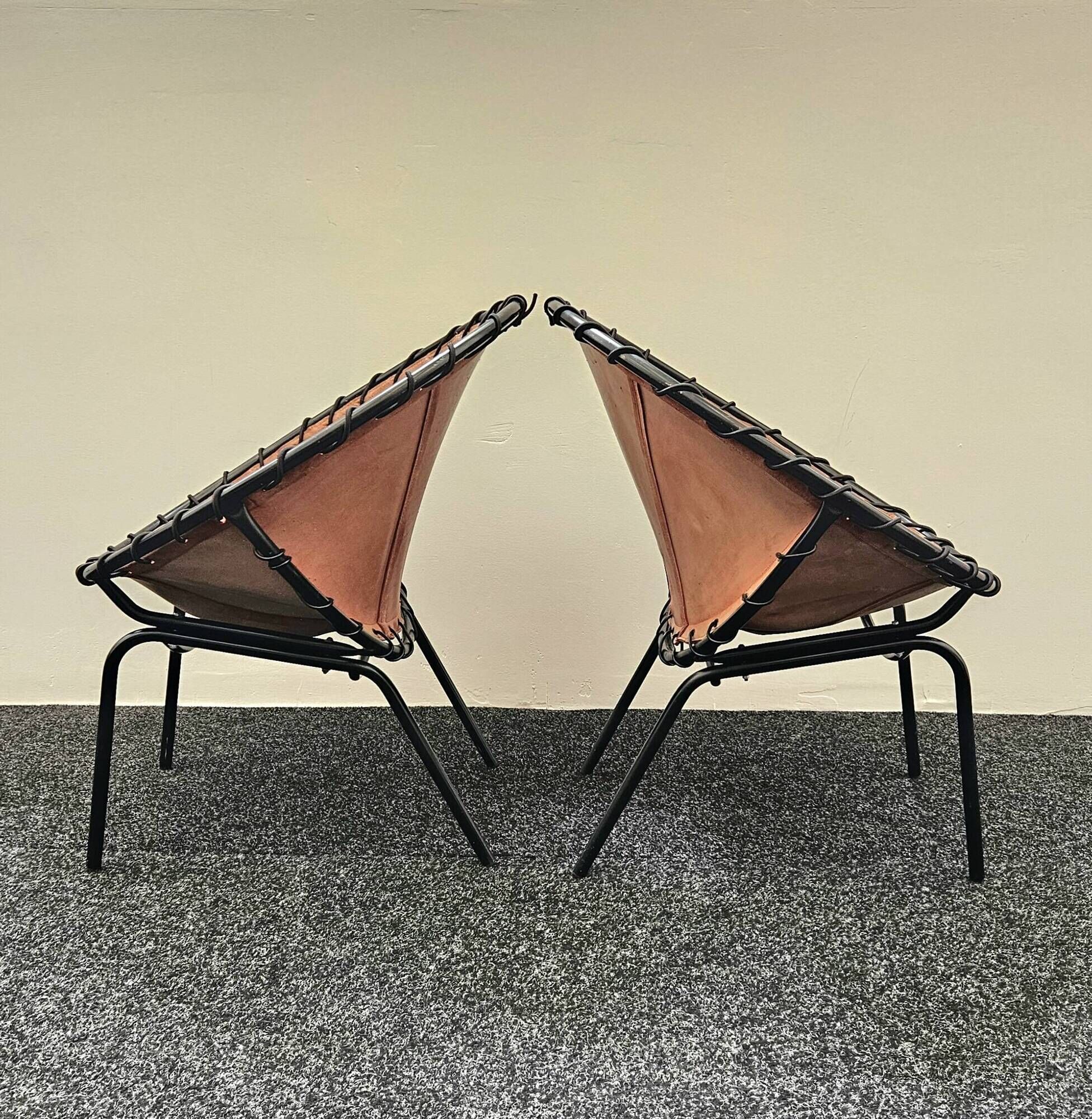 Hans Olsen Suede lounge chair pair for Lusch – 1950s mid-century