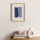 Peinture abstraite sur papier bleu signée Eawy