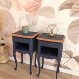 Pair of Louis XV style bedside tables, Sèvres Blue