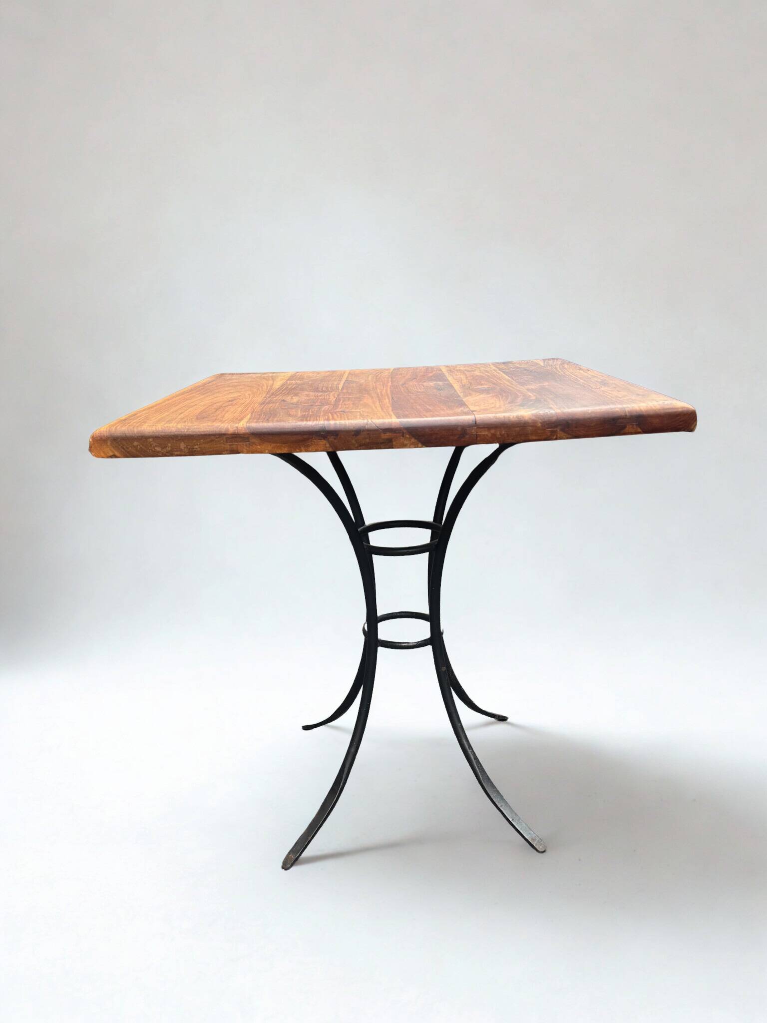 Vintage bistro table wood & wrought iron