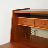 Secrétaire en teck scandinave avec miroir caché, années 1960