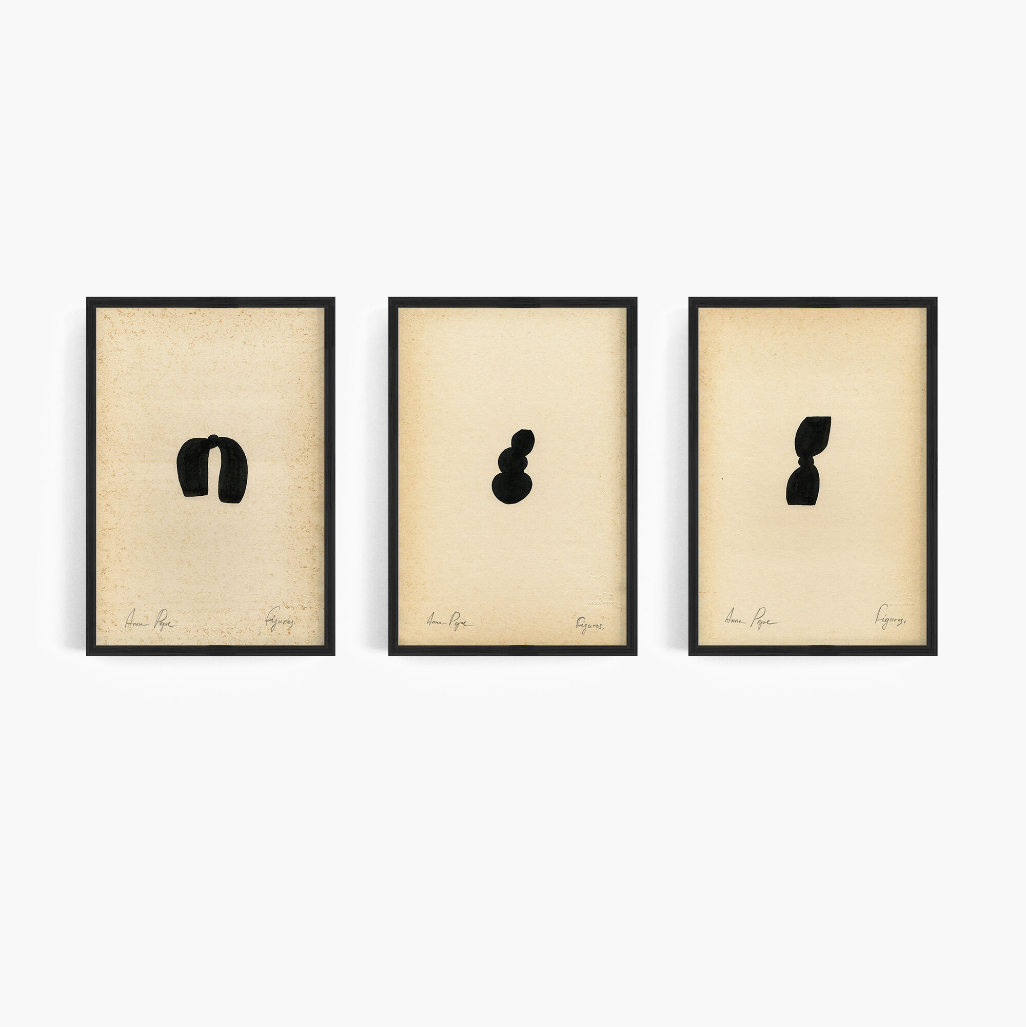 3 original ink drawing on vintage paper, A4