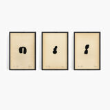 3 original ink drawing on vintage paper, A4