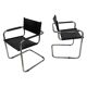 Set of 6 bauhaus cantilever chairs black leather and chrome design