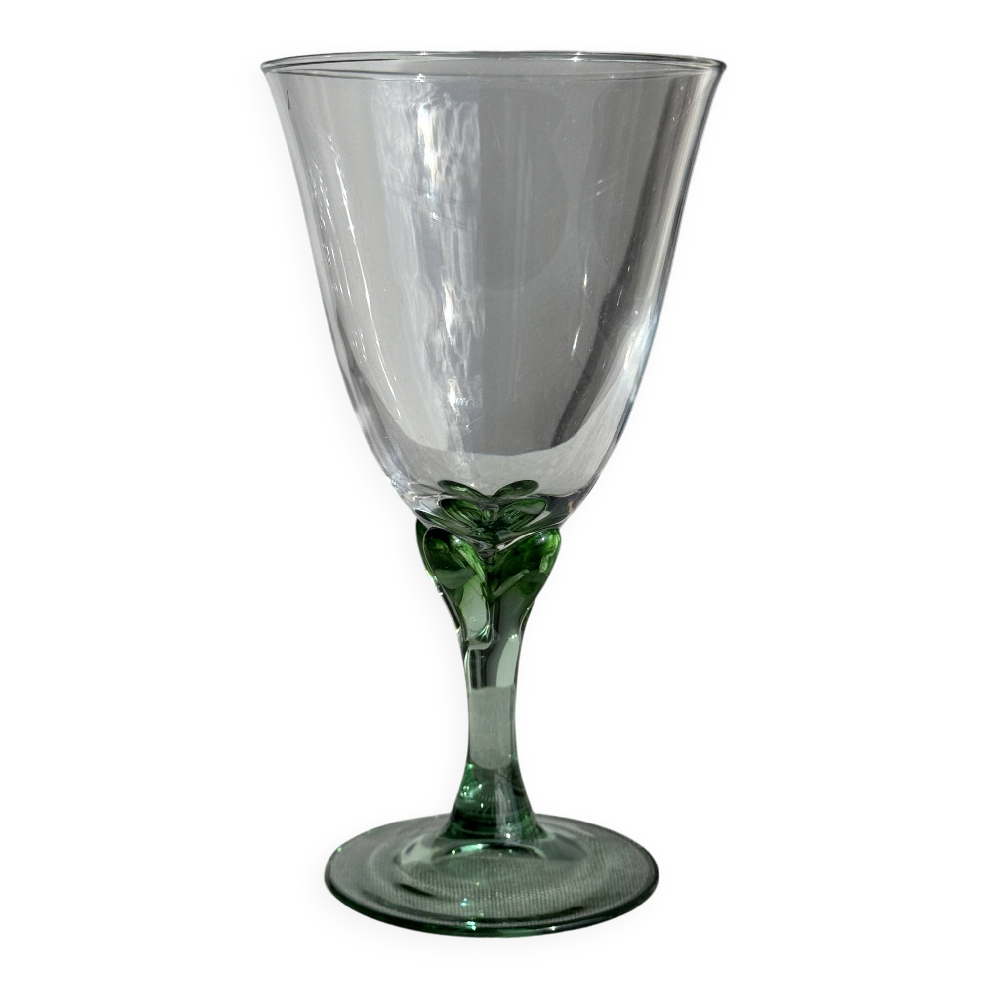 Set of 4 vintage green stemmed glasses H16