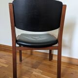 Vintage leather and wood chair pair