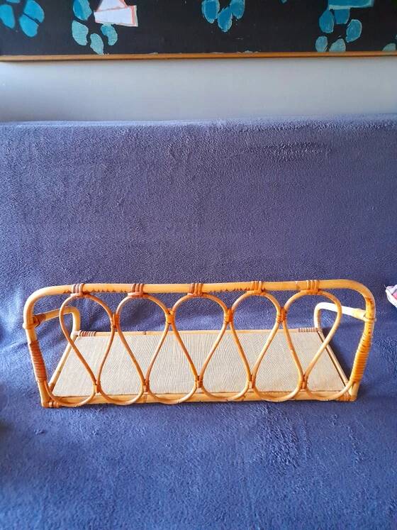 1960s rattan wall shelf