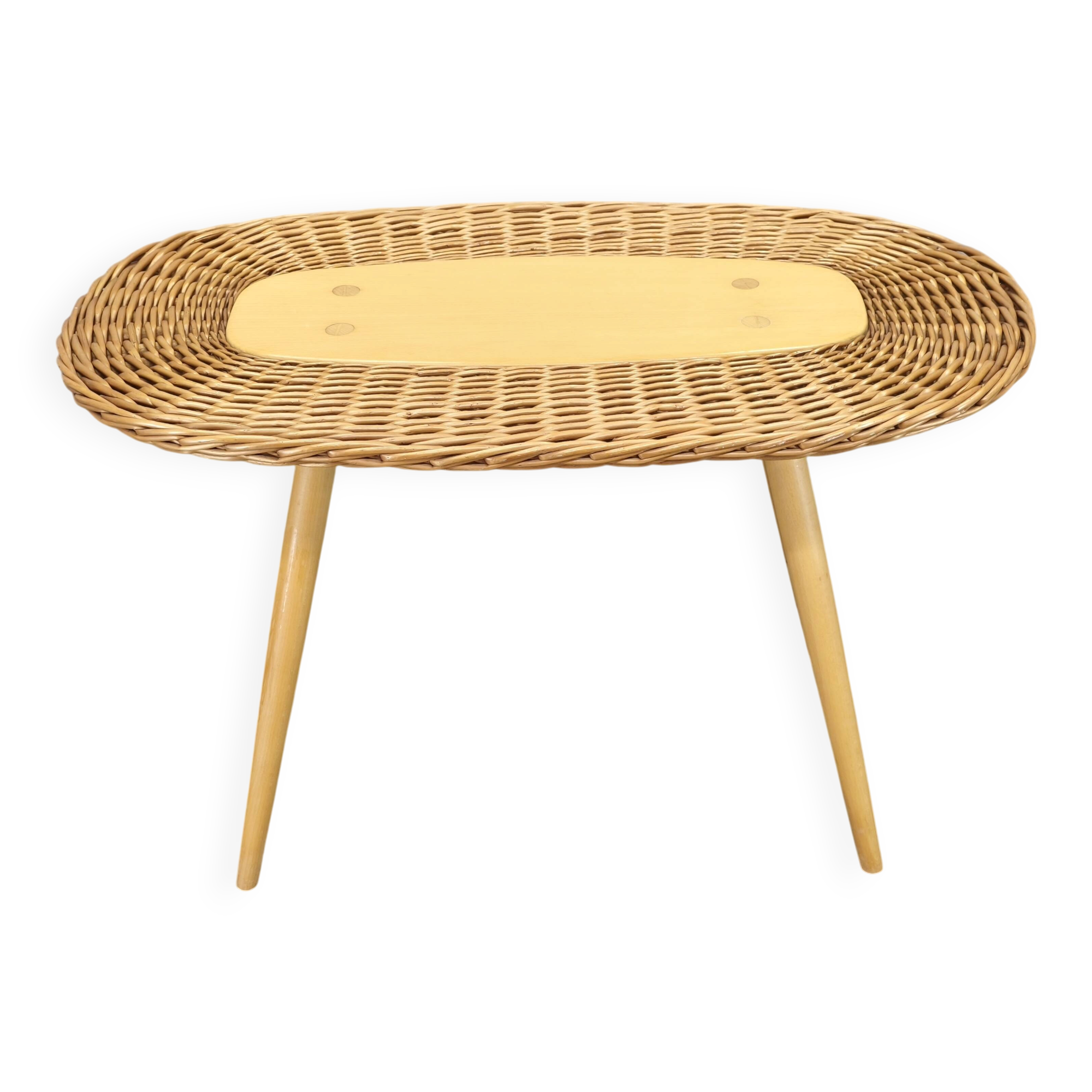 ULUV Rattan Coffee Table by Jan Kalous, Czechoslovakia, 1970s