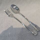 silver plated stew spoon and fork, Christofle Atlantide