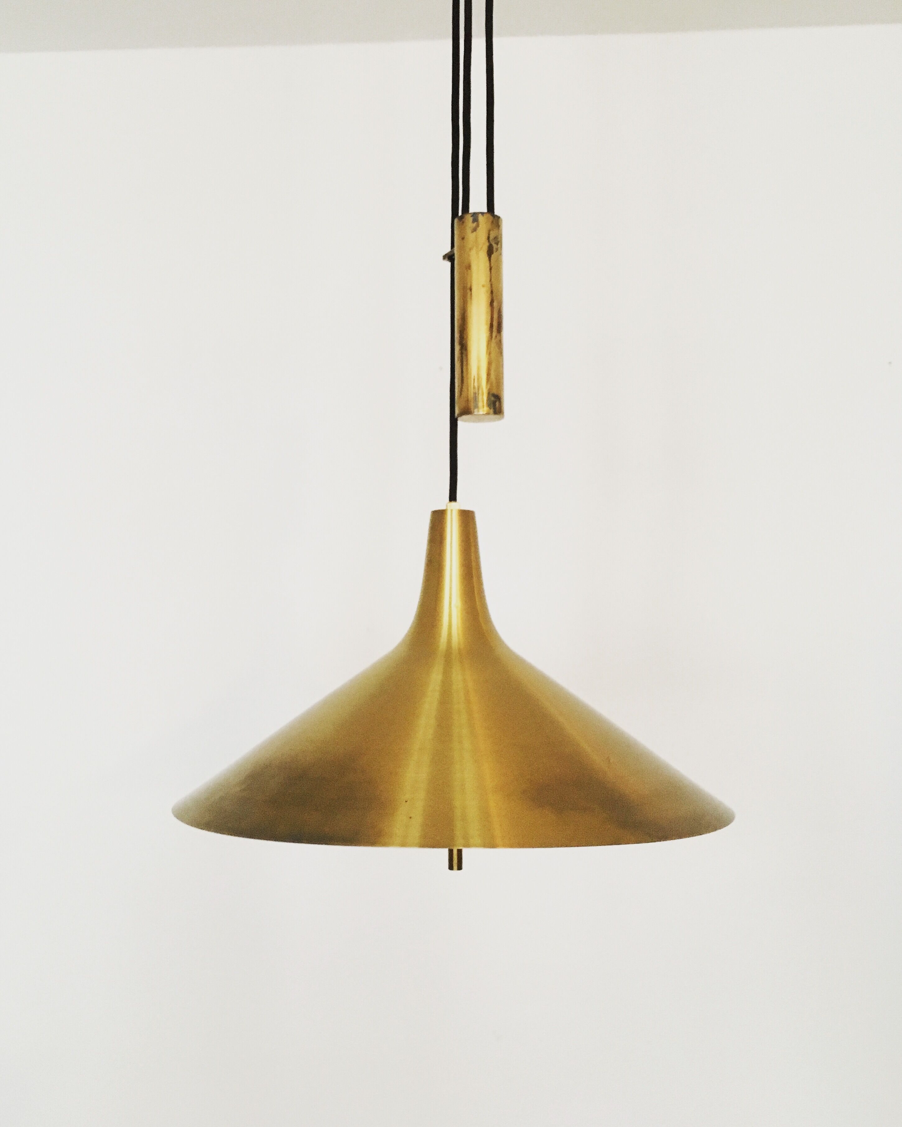 Mid Century Modern Fusijama brass pendant lamp by Th. Valentier
