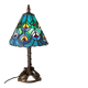 antique wrought iron floor lamp, 1900 to 1940 with stained glass lampshade