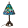 antique wrought iron floor lamp, 1900 to 1940 with stained glass lampshade