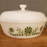 Lot de 3 plats vintage en pyrex fleurs vertes