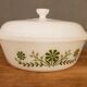 Lot de 3 plats vintage en pyrex fleurs vertes