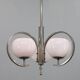 Art Deco nickel chandelier with light-pink opaline shades, Czechoslovakia, 1930s