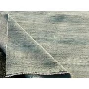 Minimalist Handmade Area Rug in Ivory. Hand-Knotted Wool and Bamboo Carpet