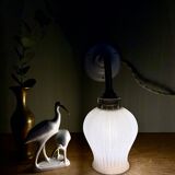 Vintage tulip angled wall light in white granite glass