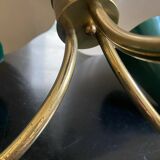 Vintage 3-light chandelier in gilded brass and metal from the 50s