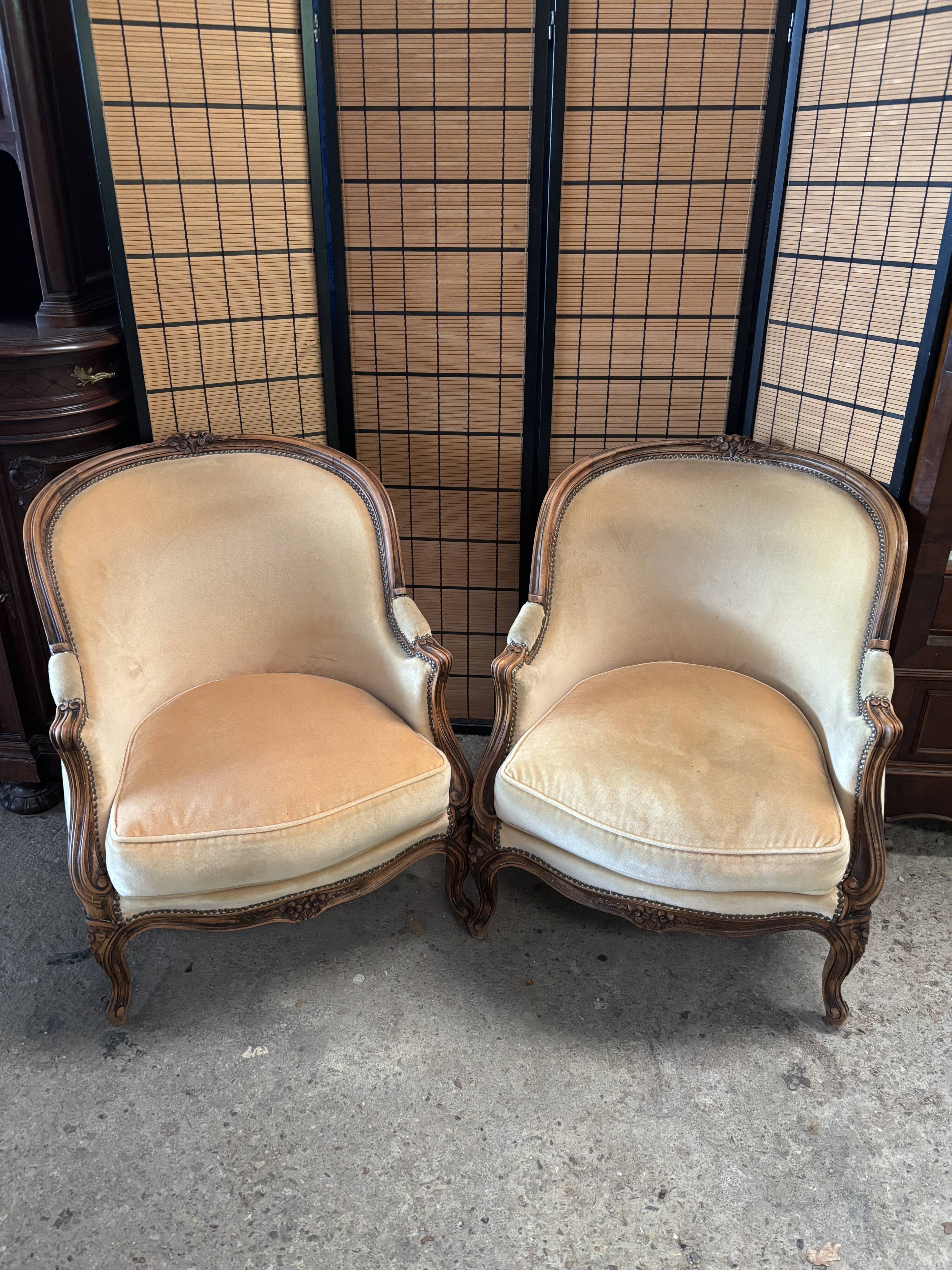 Pair of bergère armchairs