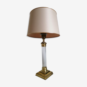 Plexiglass foot lamp and vintage gold metal