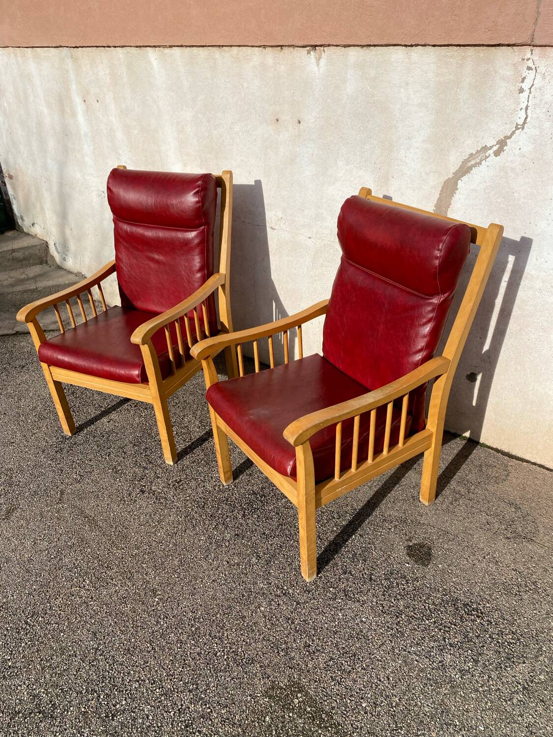 Pair of Baumann leather armchairs